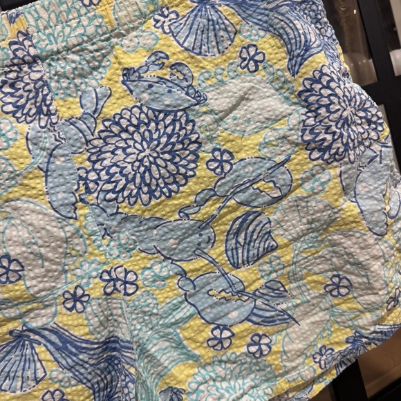 🌼 Vintage Lilly Pulitzer Lobster print Floral Seersucker Shorts seashell ocean - Picture 6 of 11